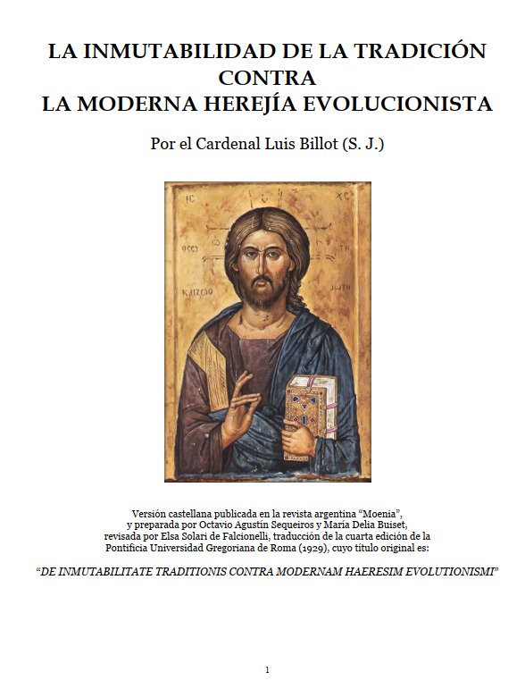 la inmutabilidad de la tradicion contra la moderna herejía evolucionista